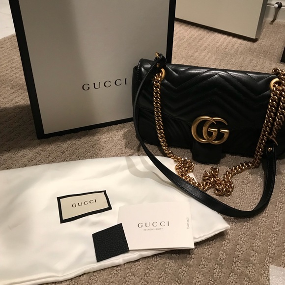 Gucci Handbags - SOLD!!! GG Marmont leather shoulder bag